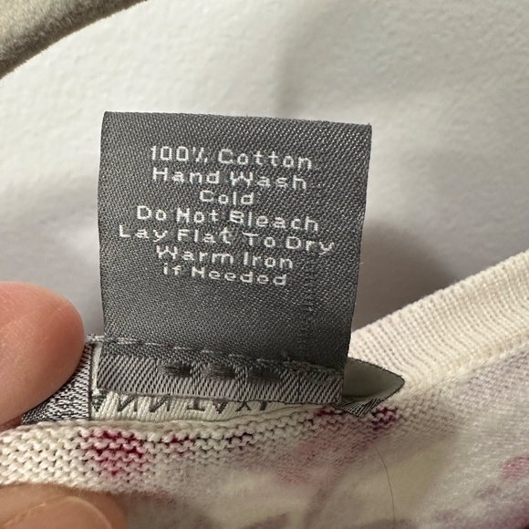 Talbots Women's Cotton 3/4 Sleeve Cardigan Sweater in Red Pink Grey White Sz M - Picture 5 of 9